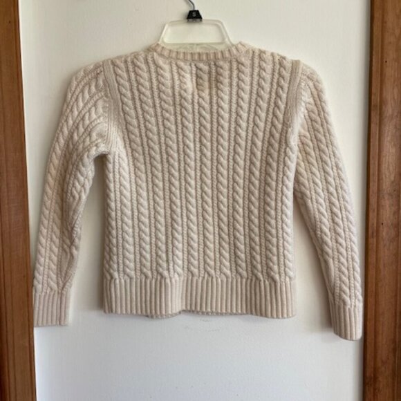 LANDS' END Wool Cable Cardigan Sweater Off White Crystal Button Girl S 7… - Picture 7 of 16